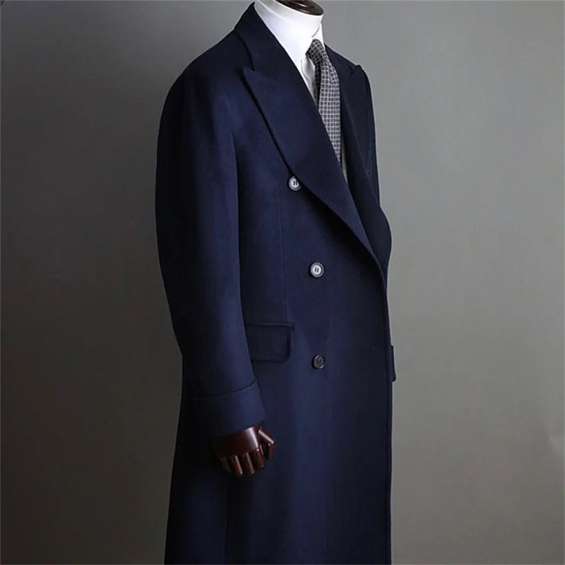 Men's Winter Coat Casual Solid Lapel Collar Double-Breasted Long Sleeve Mid-Length Fur Coats 9888555040952