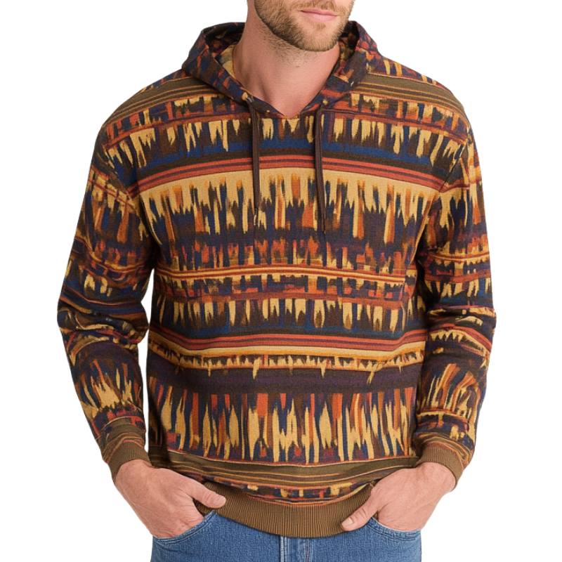Men's Retro Casual Digital Print Hoodie 9901318734008