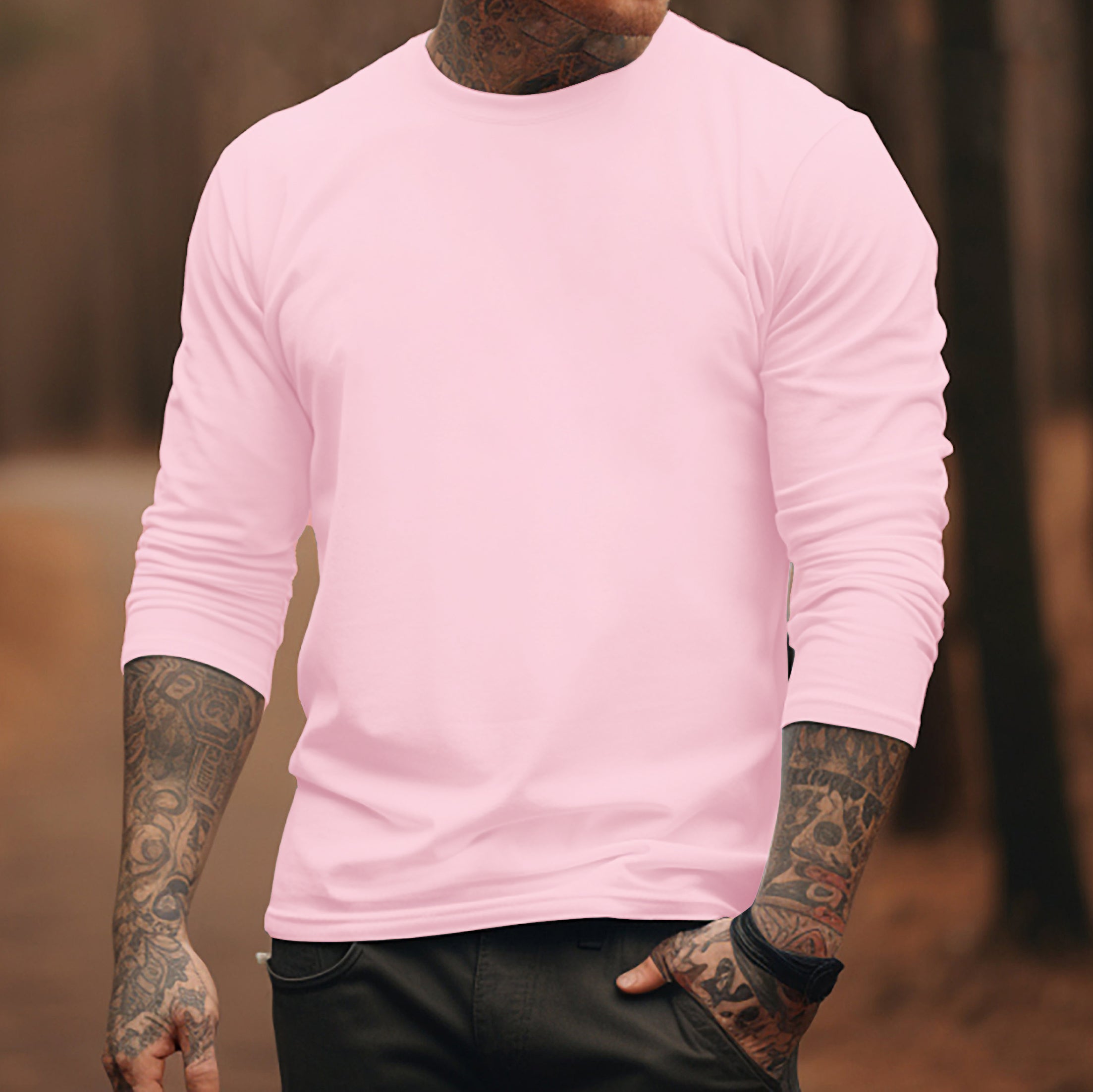 100% Cotton-Men's Round Neck Solid Color T-shirt 9877191065784