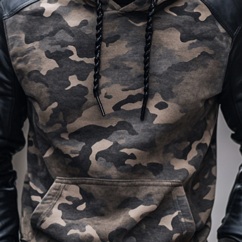 Men's Casual Trendy Camouflage Patchwork Hoodie 9893975621816