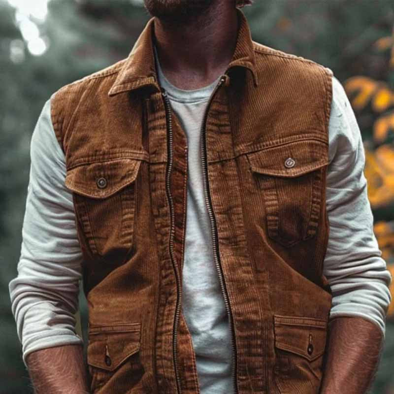 Men's Vintage Sleeveless Corduroy Vest 9878576103608