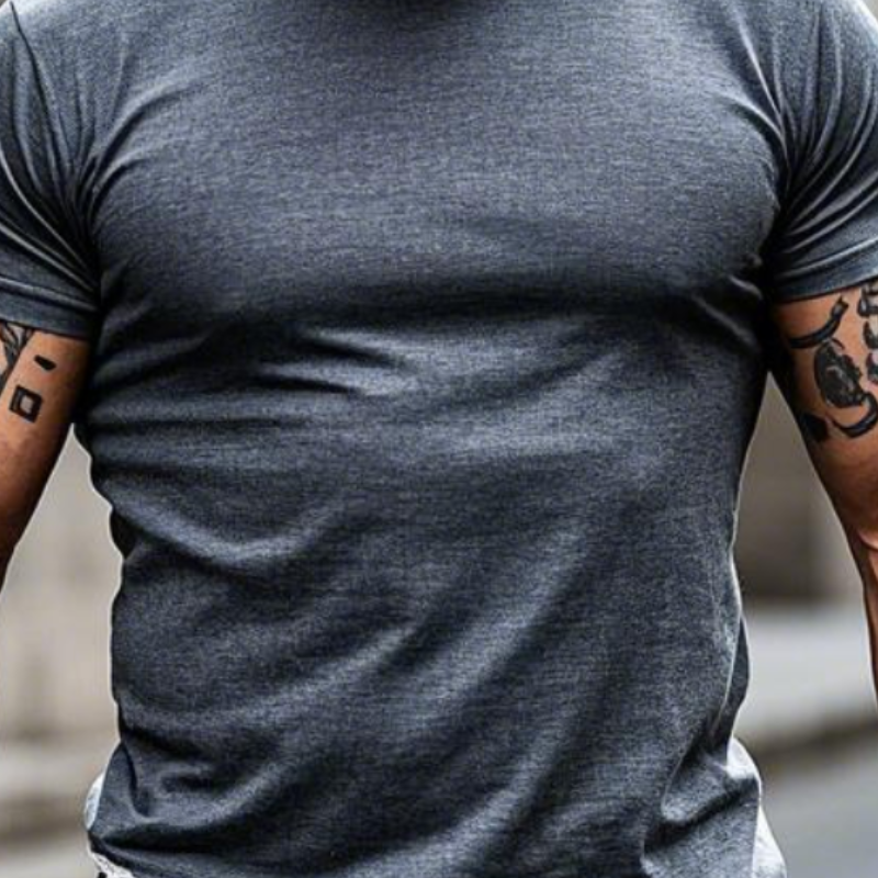 Men's Vintage Casual Round Neck Raw Edge Cotton Blend Short Sleeve T-shirt 9903594700984