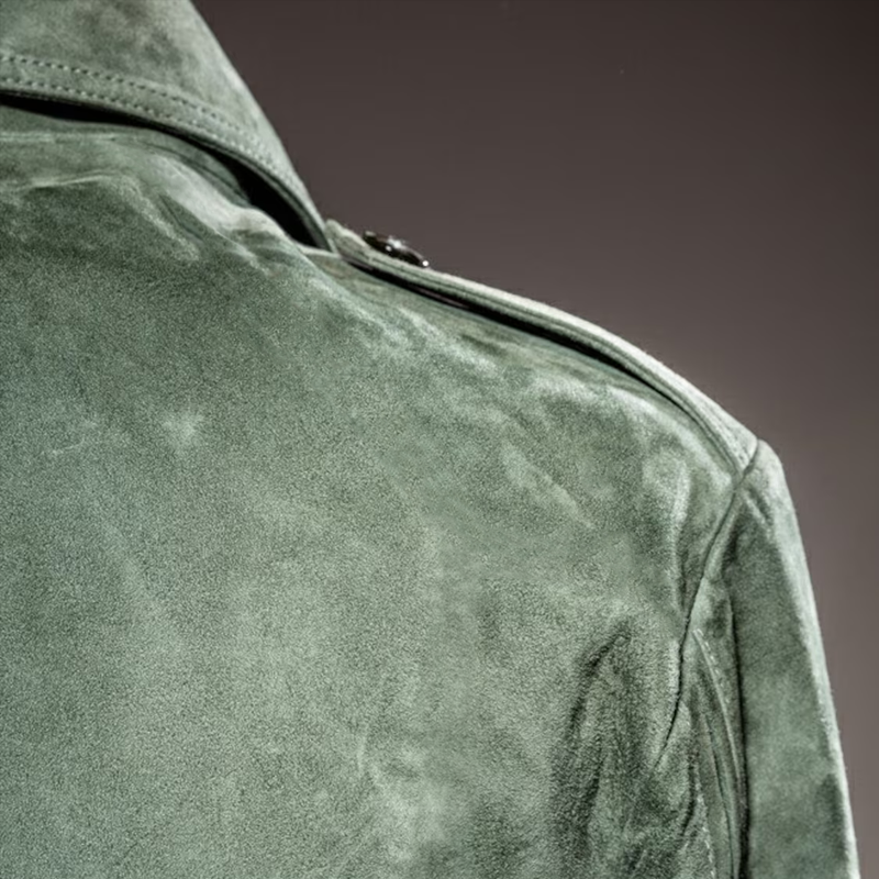 Men's Retro Lapel Zipper Breast Pocket Suede Jacket 9261077528760