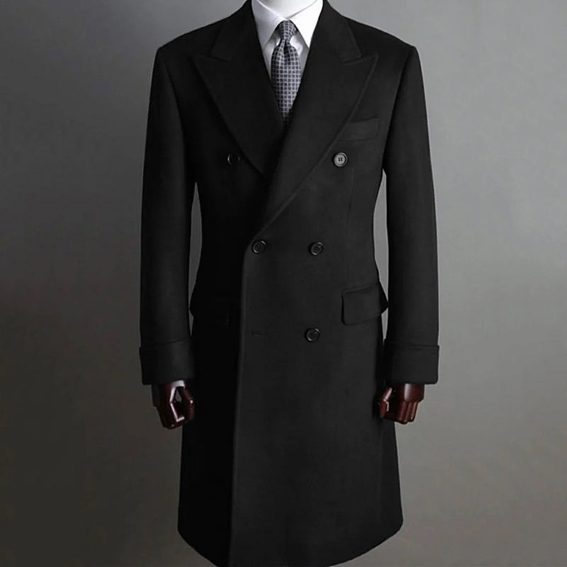 Men's Winter Coat Casual Solid Lapel Collar Double-Breasted Long Sleeve Mid-Length Fur Coats 9888555040952