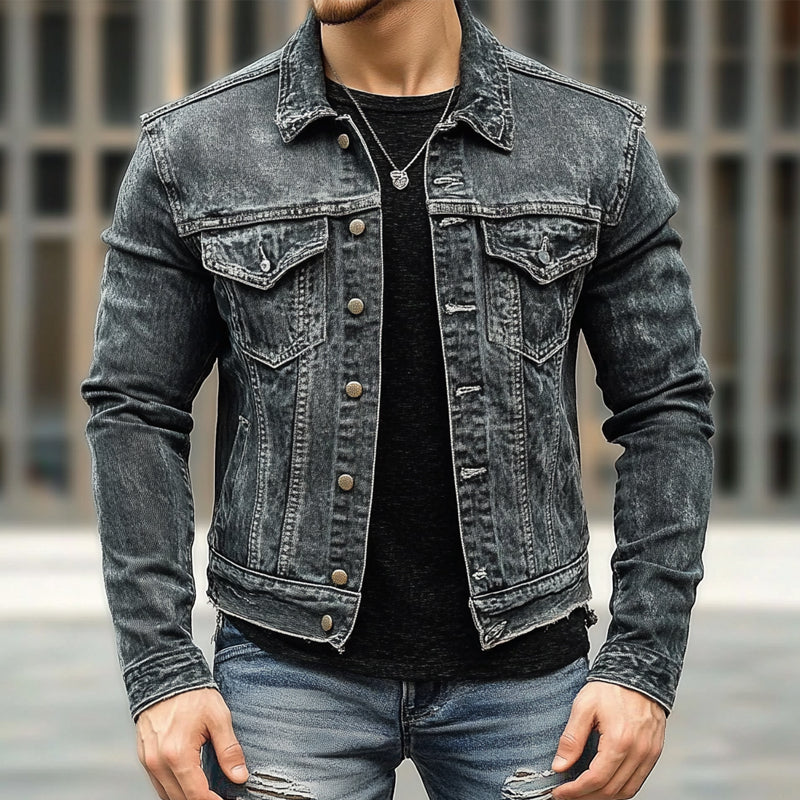 Men's Vintage Lapel Denim Jacket 9899737481400