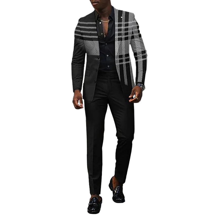 Men's Business Ombre Peak Lapel Blazer & Straight Pants 2Pcs Set 9888554778808