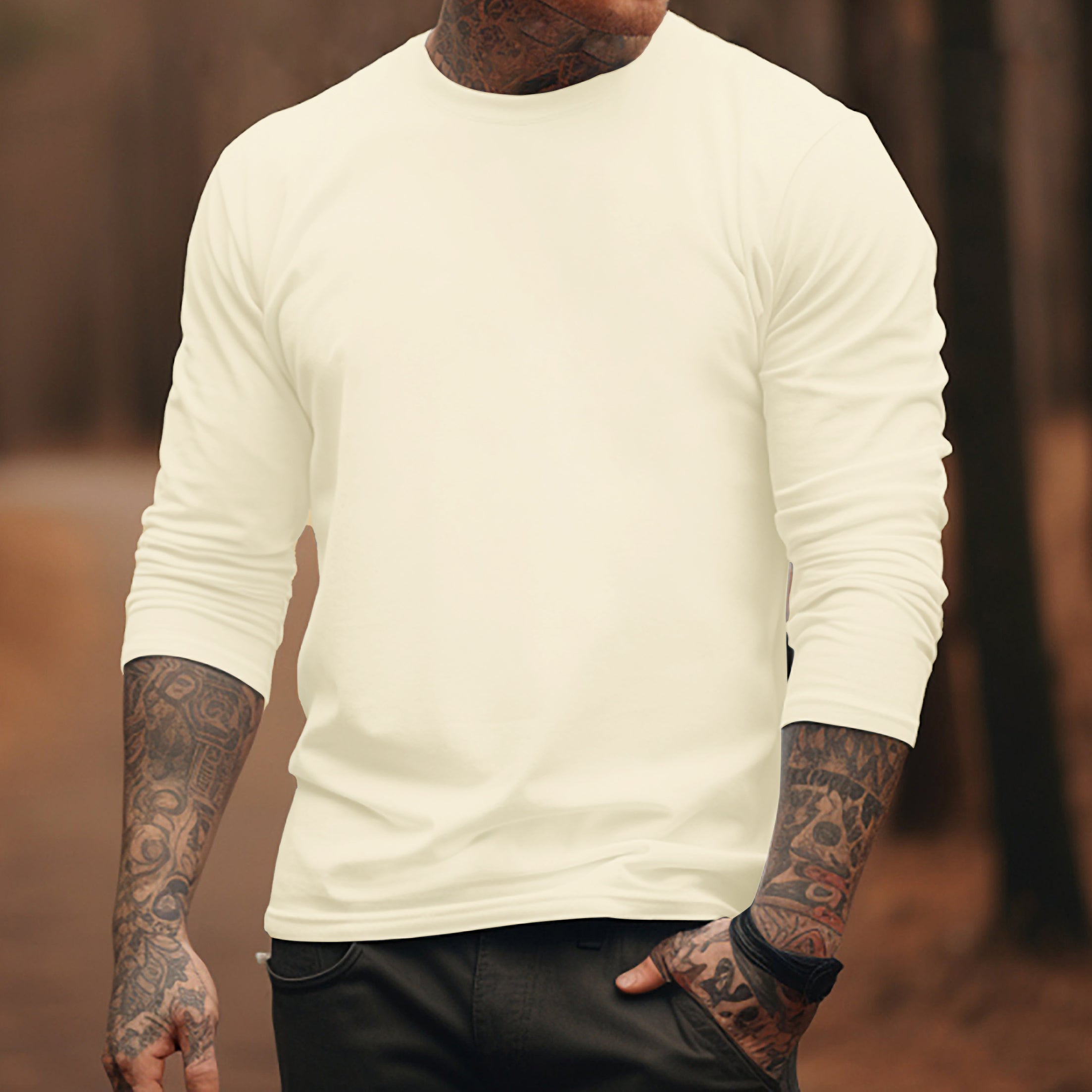 100% Cotton-Men's Round Neck Solid Color T-shirt 9877191065784