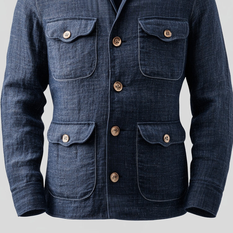 Men's Turndown Collar Single Breasted Long Sleeve Flap Pocket Safari Jacket 9914188759224