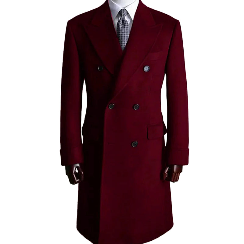 Men's Winter Coat Casual Solid Lapel Collar Double-Breasted Long Sleeve Mid-Length Fur Coats 9888555040952