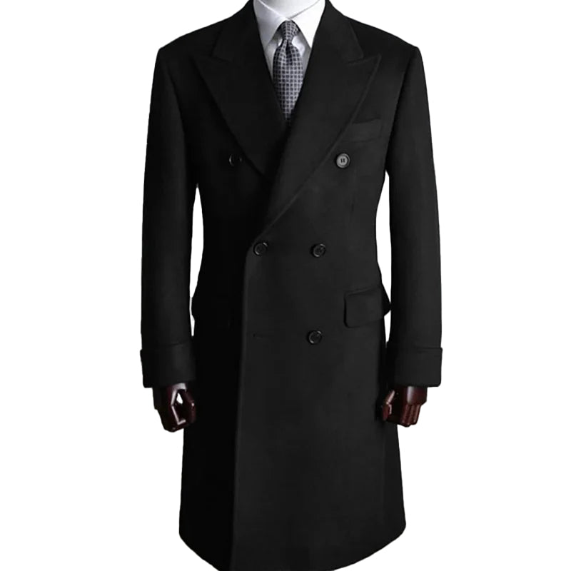 Men's Winter Coat Casual Solid Lapel Collar Double-Breasted Long Sleeve Mid-Length Fur Coats 9888555040952