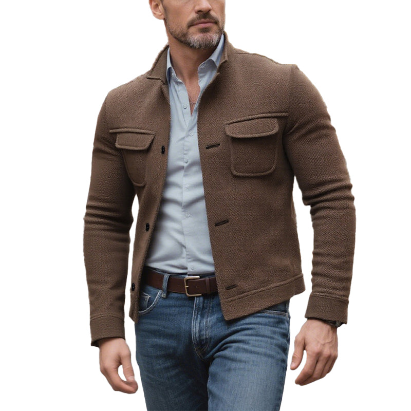 Men's Vintage Twill Lapel Single Breasted Slim Jacket 9873519509688