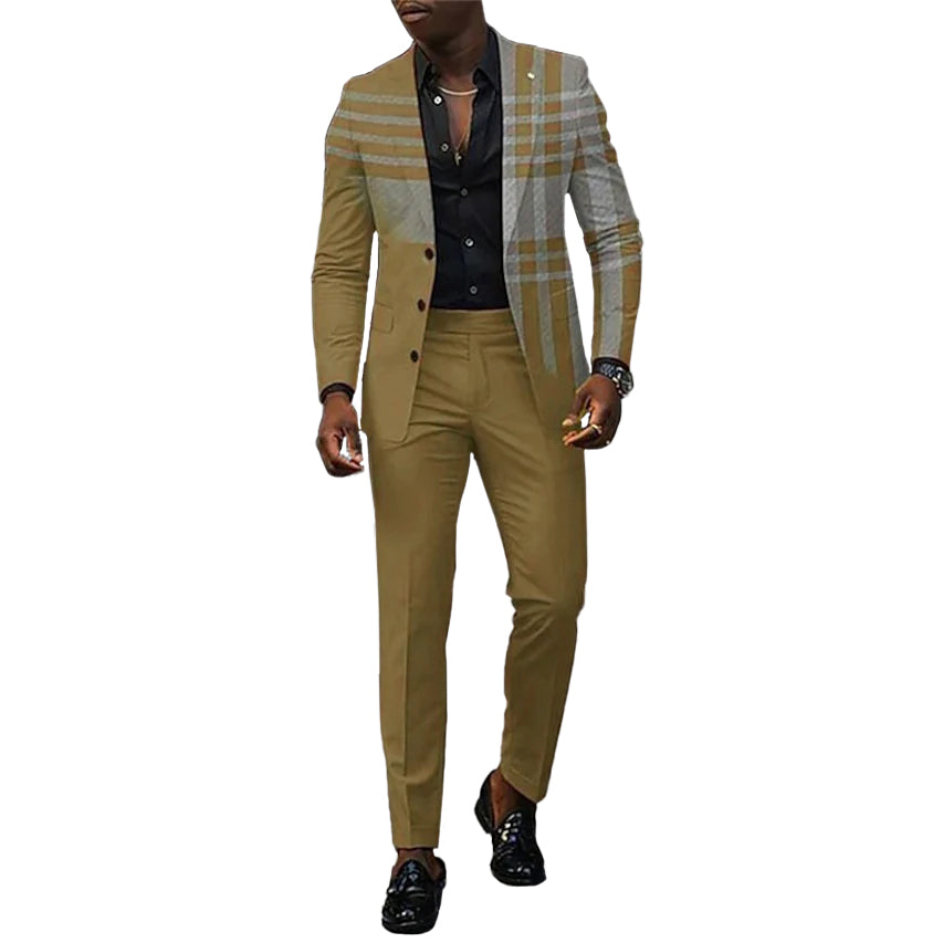 Men's Business Ombre Peak Lapel Blazer & Straight Pants 2Pcs Set 9888554778808