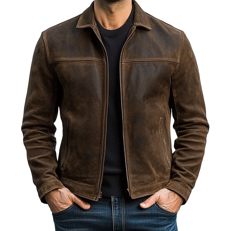 Men's Zipper Leather Jacket 9261077594296
