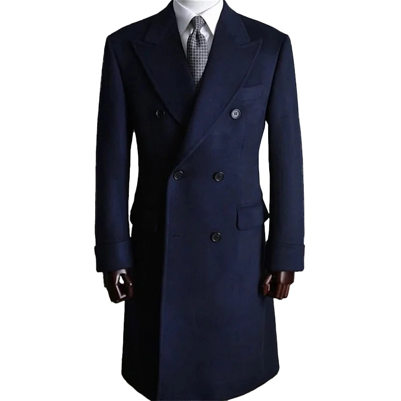 Men's Winter Coat Casual Solid Lapel Collar Double-Breasted Long Sleeve Mid-Length Fur Coats 9888555040952