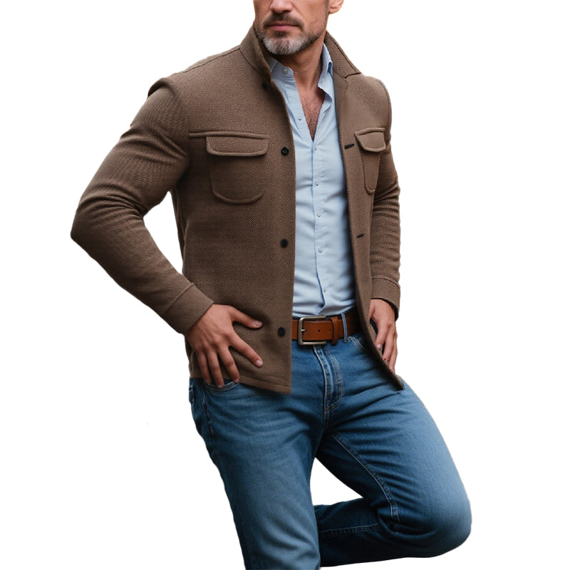 Men's Vintage Twill Lapel Single Breasted Slim Jacket 9873519509688
