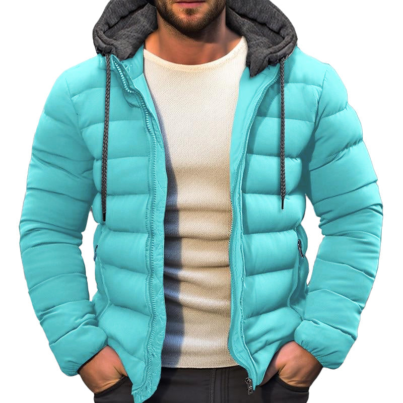 Men's Casual Hooded Long Sleeve Zipper Padded Jacket 9261082902712
