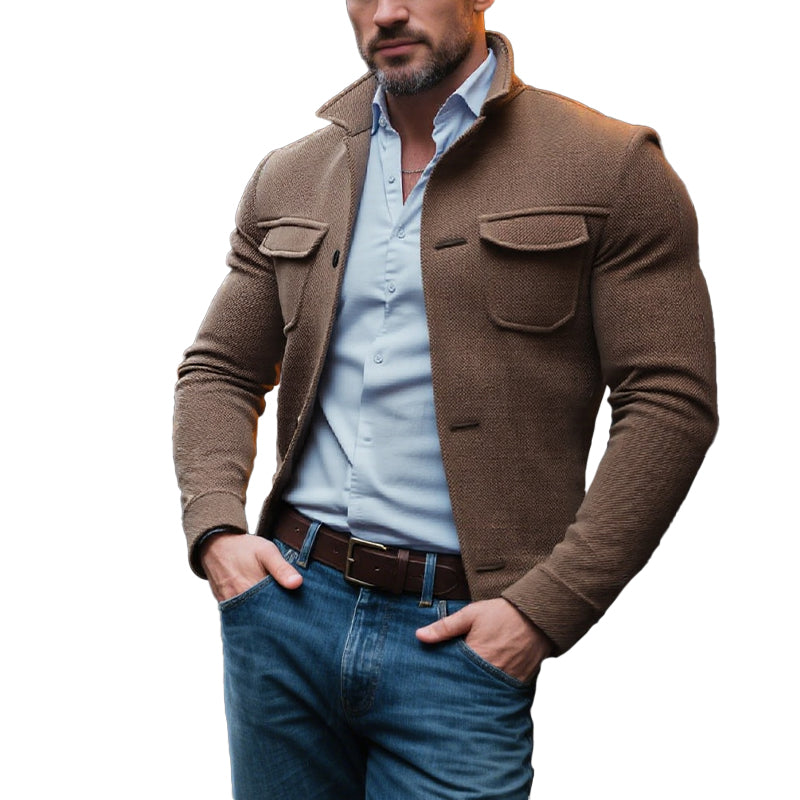 Men's Vintage Twill Lapel Single Breasted Slim Jacket 9873519509688