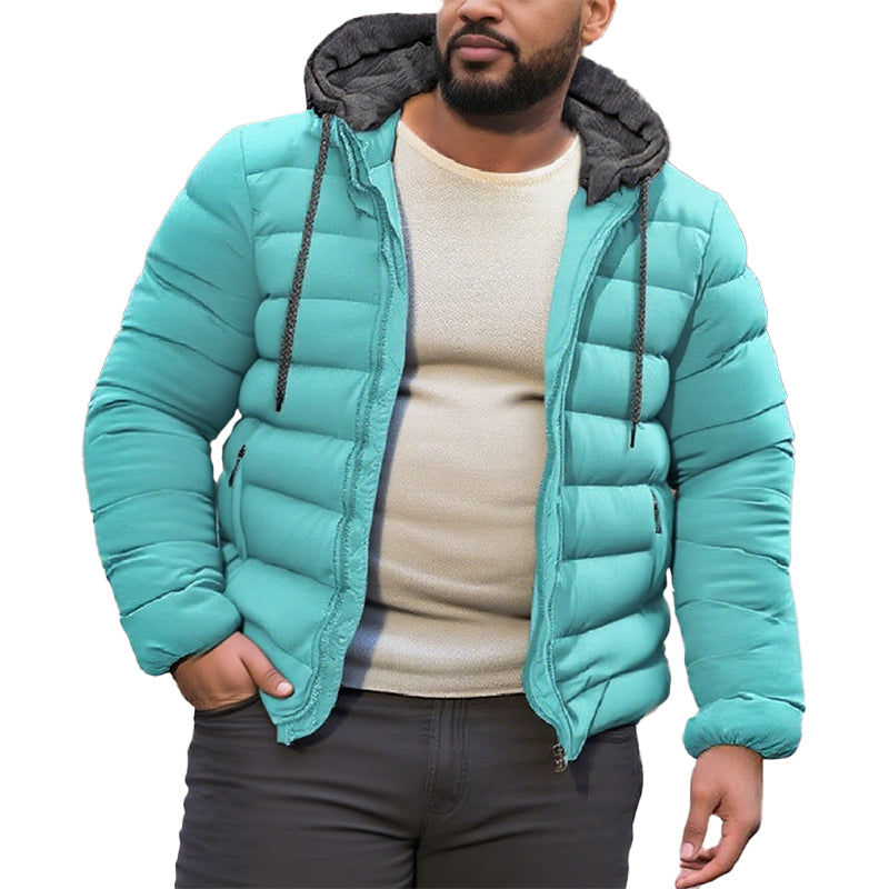Men's Casual Hooded Long Sleeve Zipper Padded Jacket 9261082902712