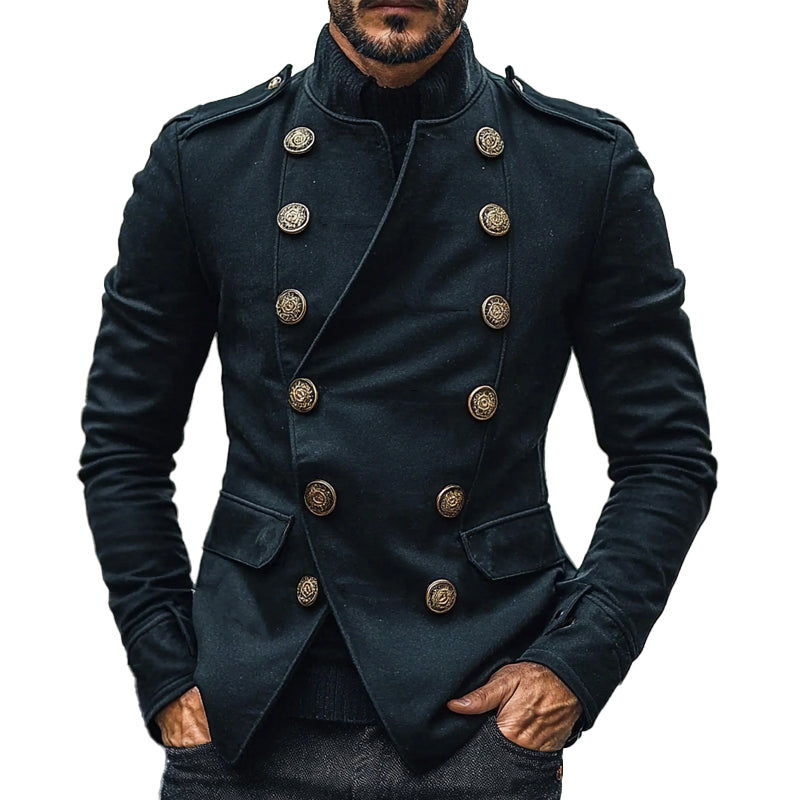 Men's Slim Fit Double Breasted Crew Collar Jacket 9906101846200