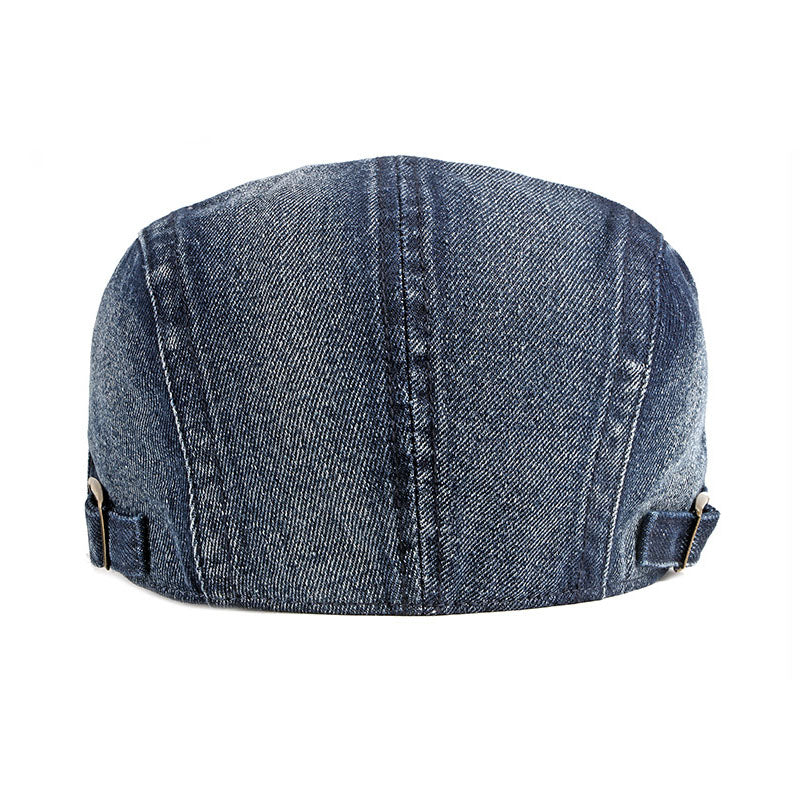 Men's Vintage Washed and Distressed Denim Beret 9893976539320