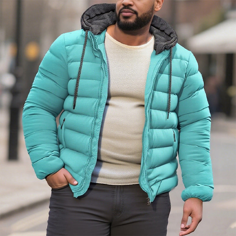 Men's Casual Hooded Long Sleeve Zipper Padded Jacket 9261082902712