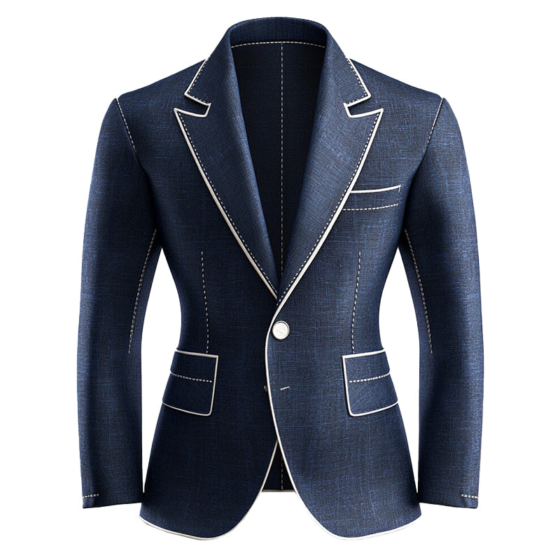 Men's Peak Lapel Long Sleeve Two Button Contrast Stitch Blazer 9951401836728