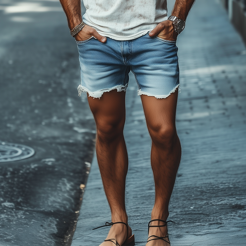 Men's Classic Fashion Casual Denim Washed Shorts 9922455371960