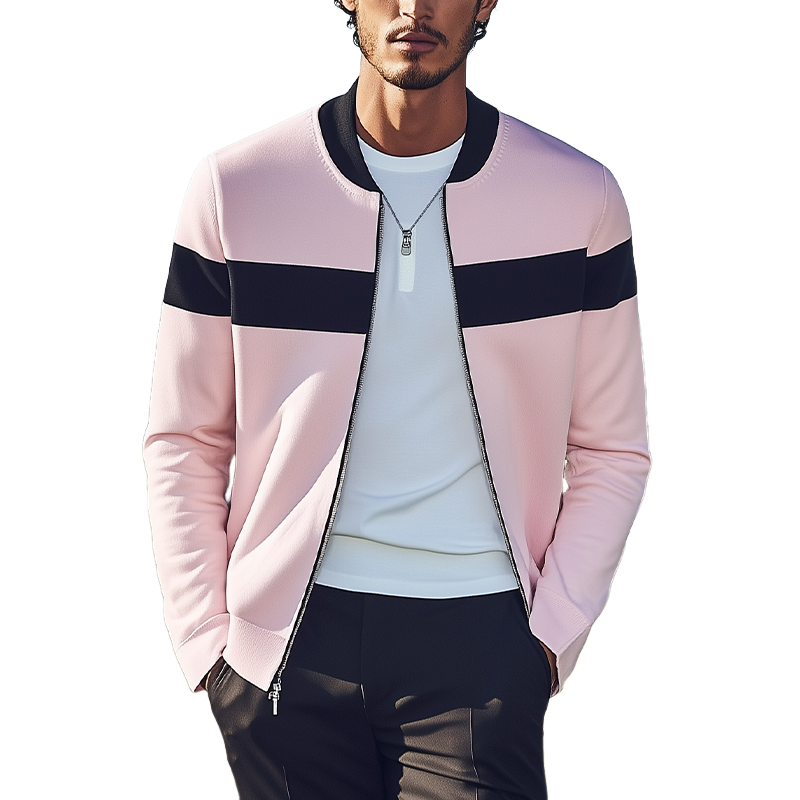 Men's Classic Casual Contrast Color Stitching Air Layer Fabric Jacket 9922456748216