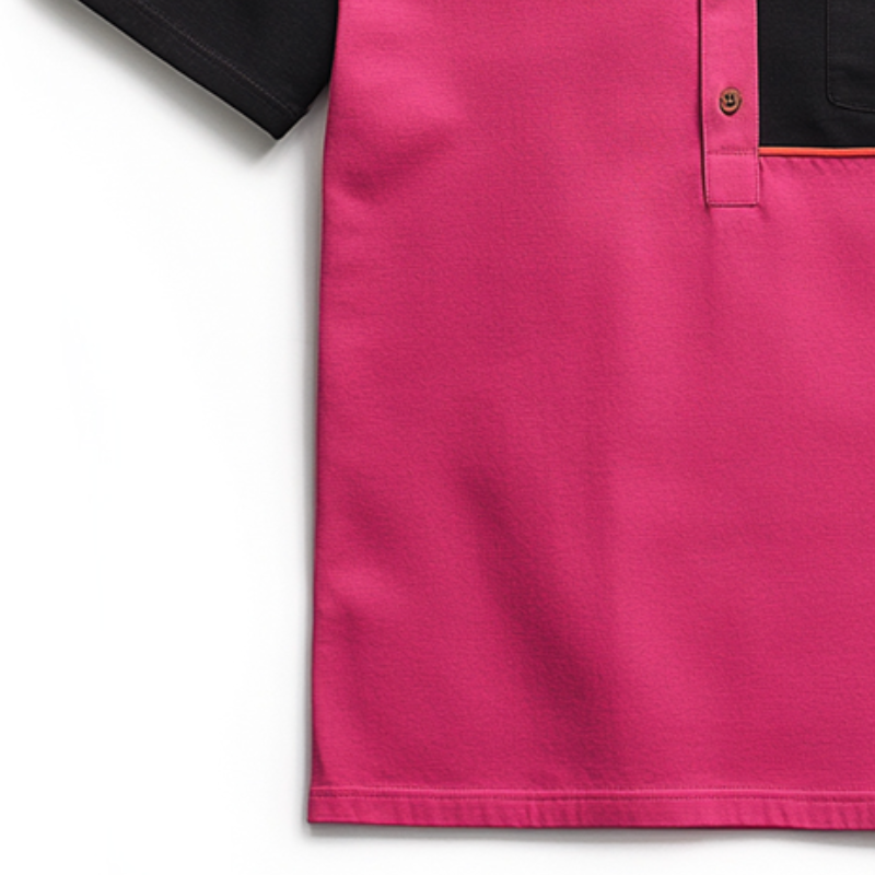 Men's Retro Casual Colorblock Henley Collar Short Sleeve T-Shirt 9930001809592