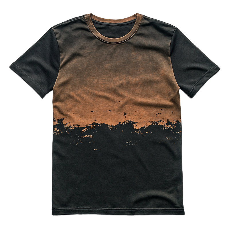 Men's Retro Casual Gradient Printed Round Neck Short Sleeve T-Shirt 9930001973432