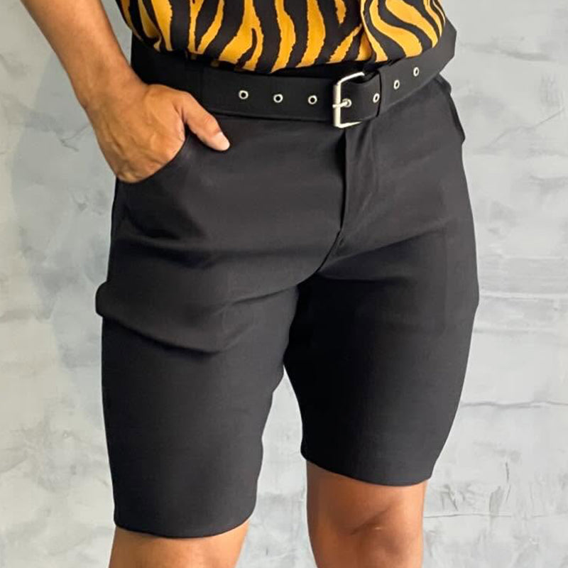 Men's Retro Casual Solid Color Slim Shorts 9930001416376