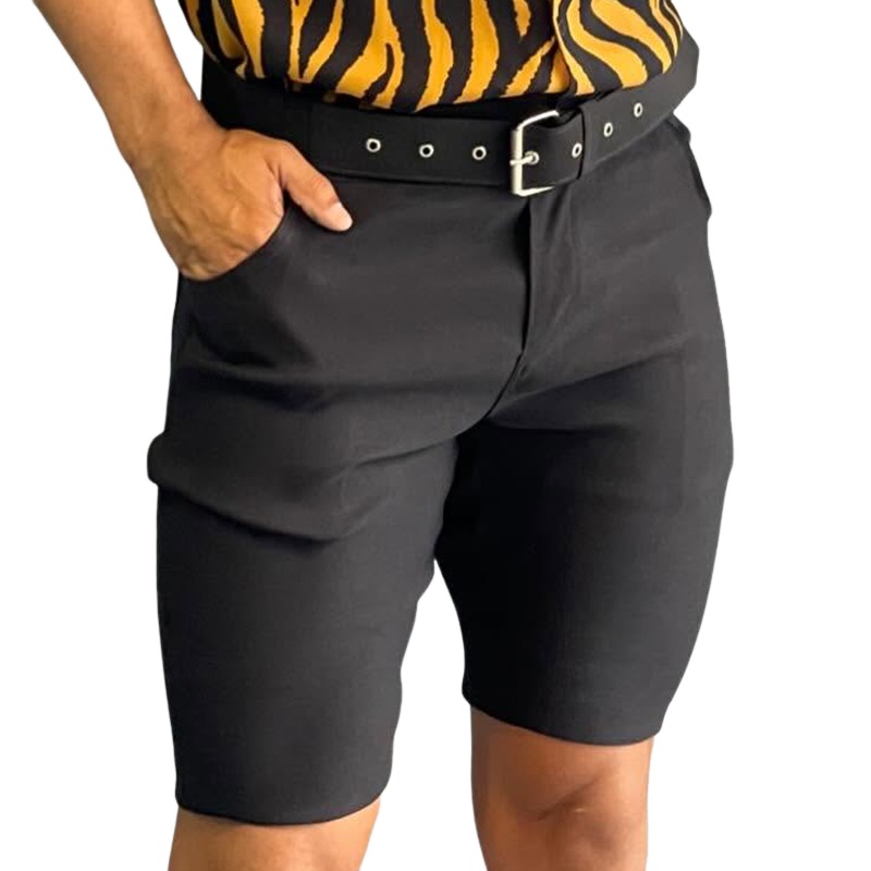 Men's Retro Casual Solid Color Slim Shorts 9930001416376