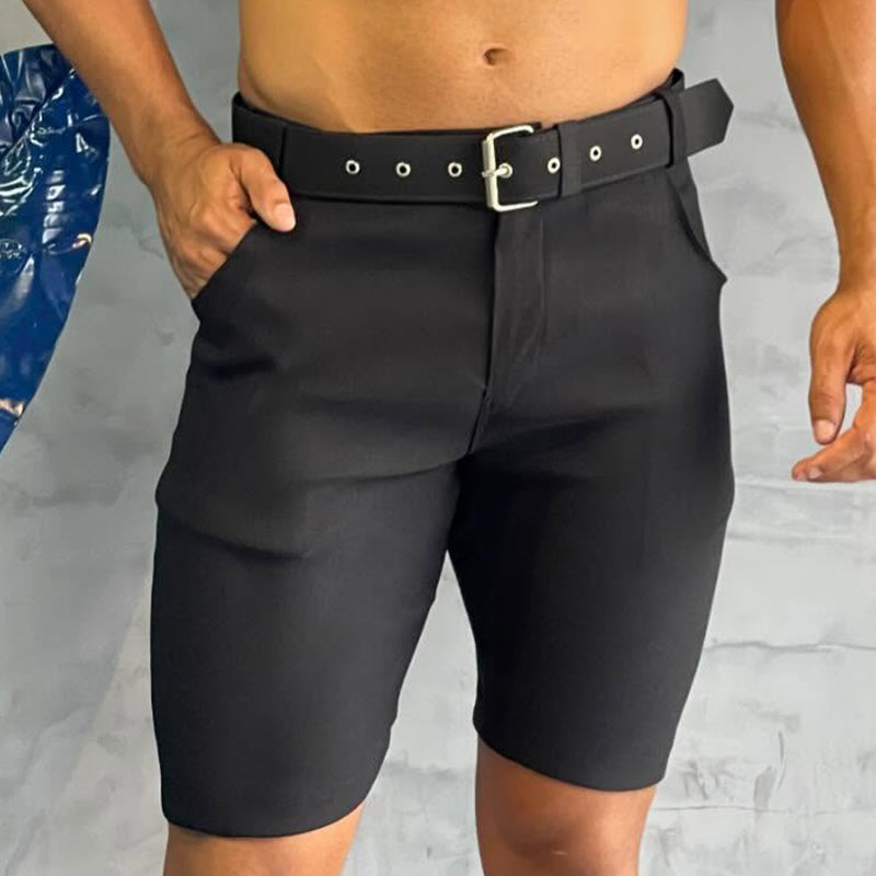 Men's Retro Casual Solid Color Slim Shorts 9930001416376