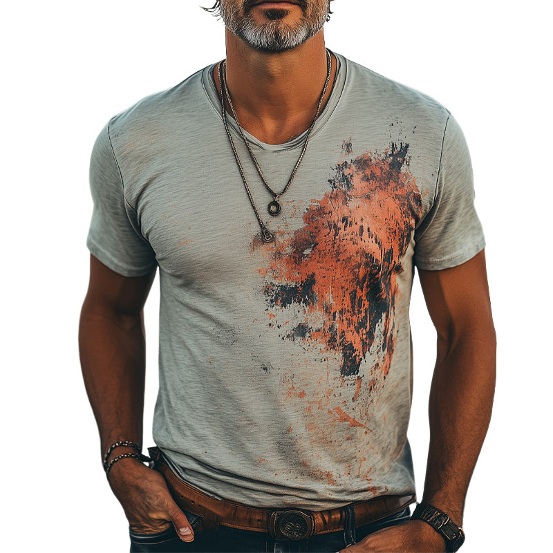 Men's Comfortable and Fashionable Printed Stretch Slim Fit T-Shirt 9934843379896