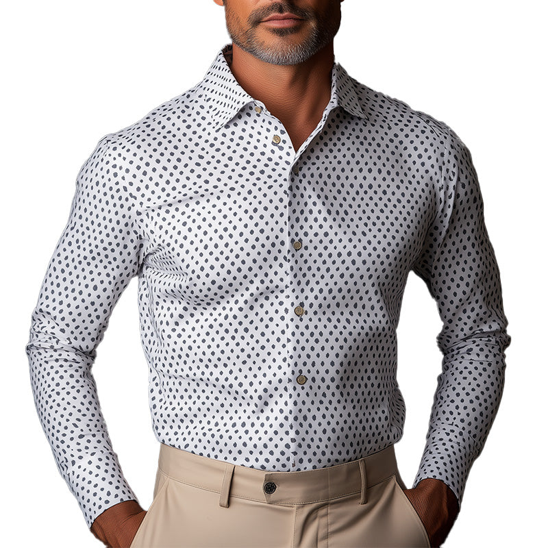 Men's Business Slim Fit Long Sleeve Printed Shirt 9940333756600