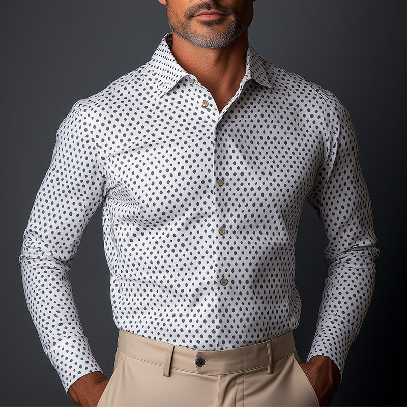 Men's Business Slim Fit Long Sleeve Printed Shirt 9940333756600