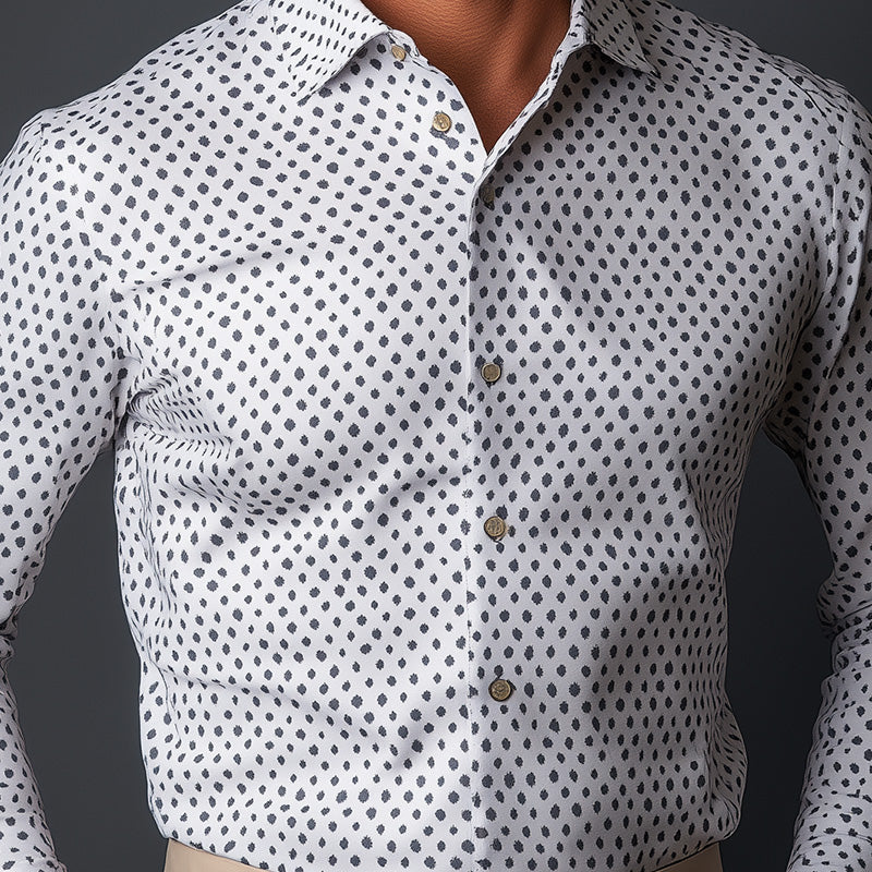 Men's Business Slim Fit Long Sleeve Printed Shirt 9940333756600
