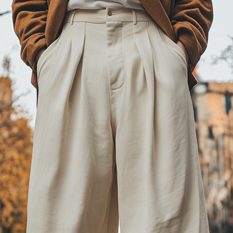 Men's Spring Fashion Casual Loose Cotton and Linen Wide Leg Pants 9942357147832