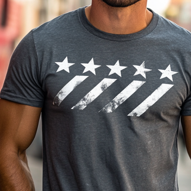 Men's Retro Casual Geometric Print Round Neck Outdoor Short Sleeve T-Shirt 9944187404472
