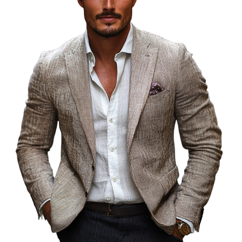 Men's Cotton And Linen Casual Blazer 9949424386232