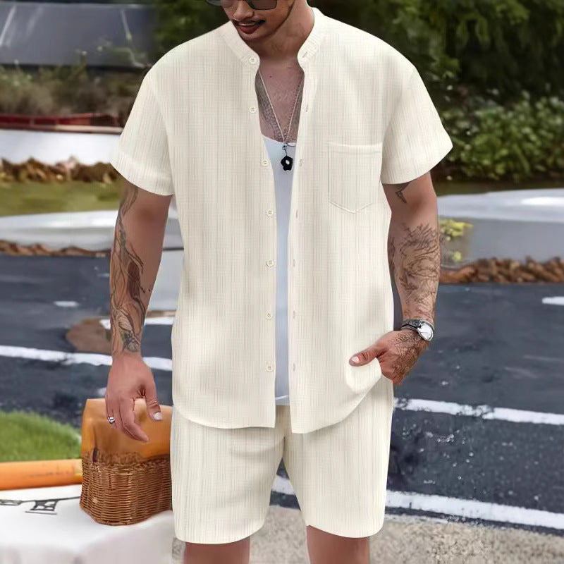 Lässiges Resort-Set mit Kurzarm-Shorts für Herren, zweiteilig 9949422485688