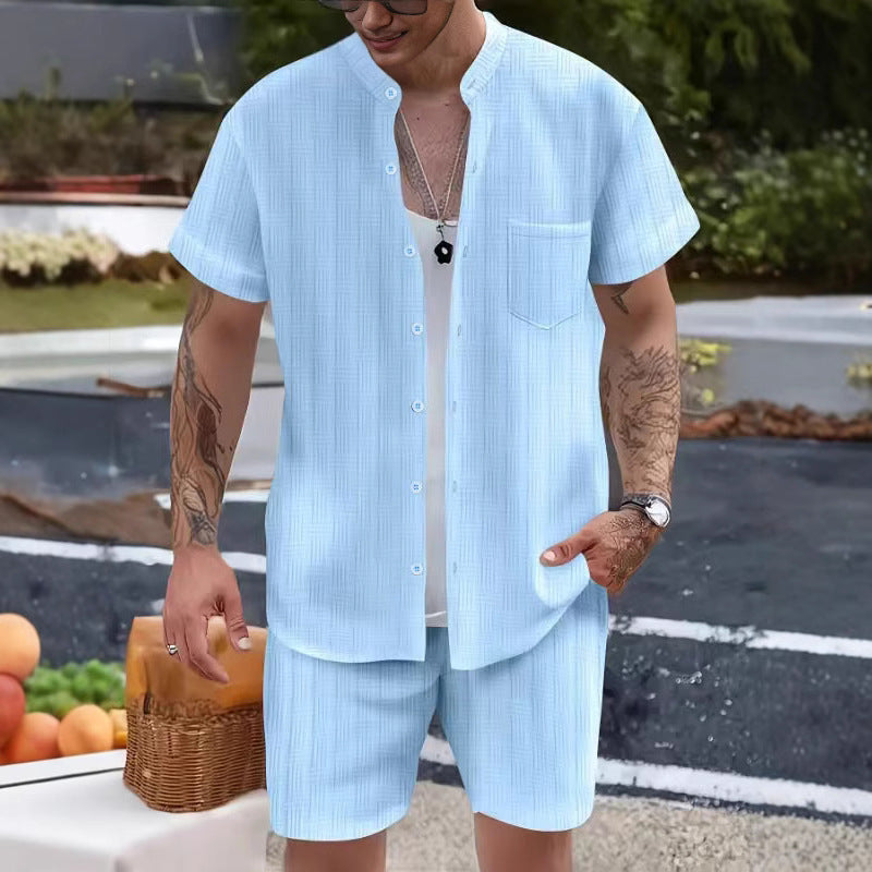 Lässiges Resort-Set mit Kurzarm-Shorts für Herren, zweiteilig 9949422485688