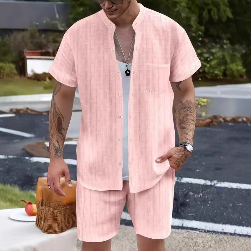 Lässiges Resort-Set mit Kurzarm-Shorts für Herren, zweiteilig 9949422485688