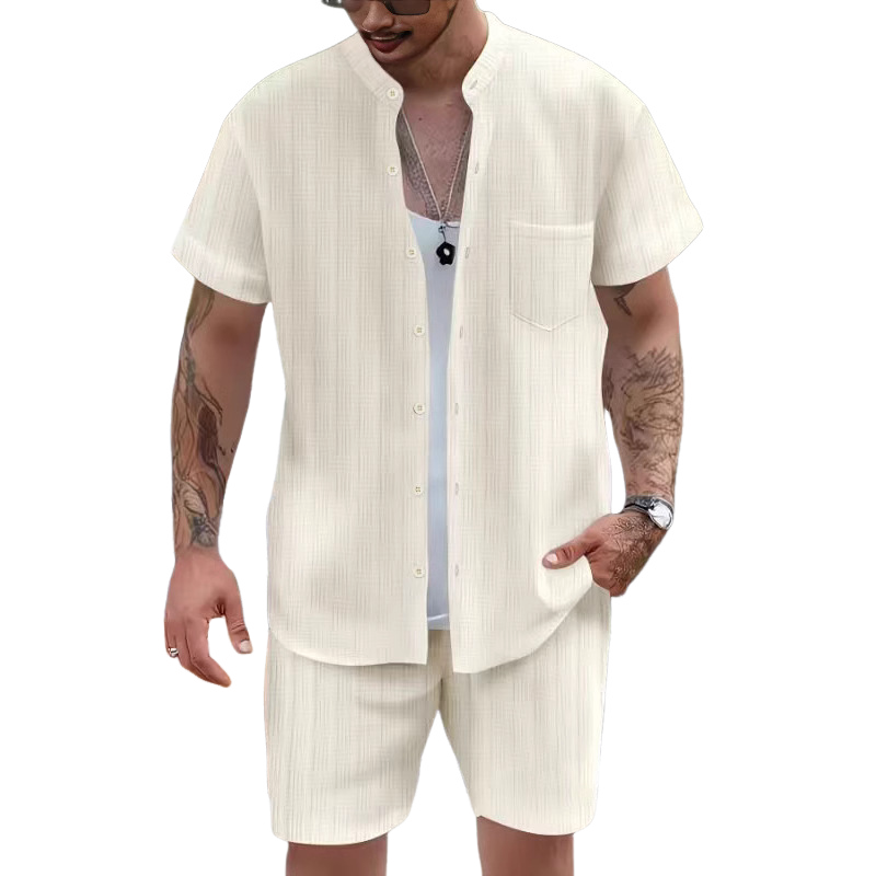 Lässiges Resort-Set mit Kurzarm-Shorts für Herren, zweiteilig 9949422485688