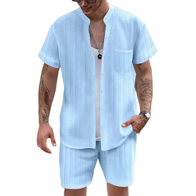 Lässiges Resort-Set mit Kurzarm-Shorts für Herren, zweiteilig 9949422485688