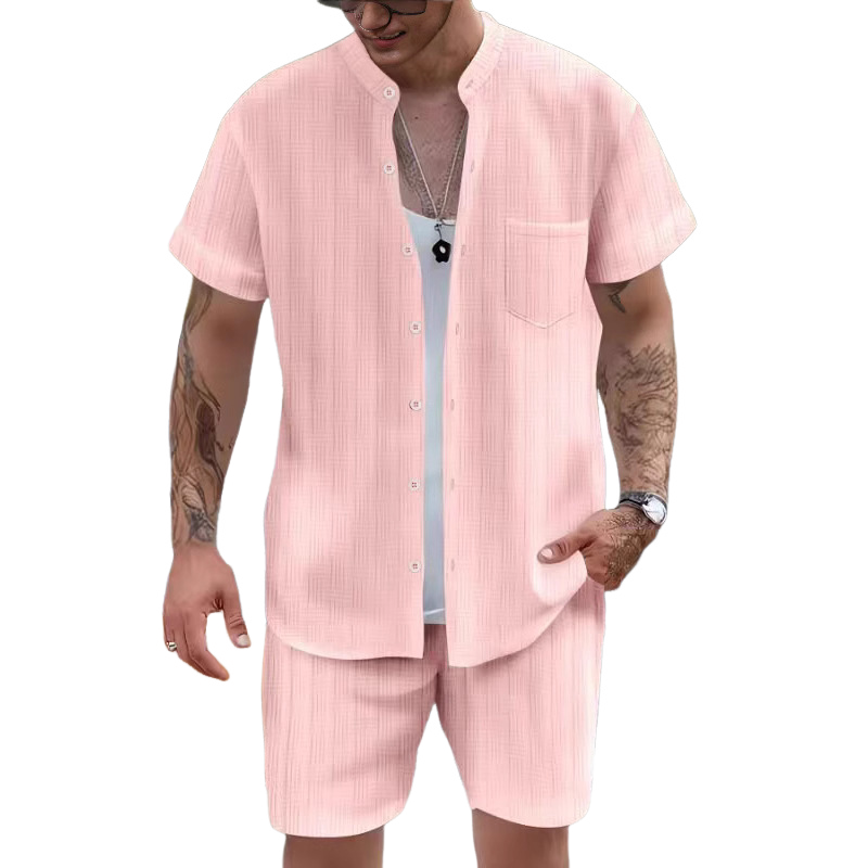 Lässiges Resort-Set mit Kurzarm-Shorts für Herren, zweiteilig 9949422485688