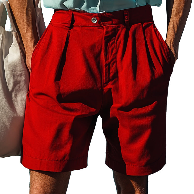 Men's Spring Fashion Retro Solid Color Casual Sports Shorts 9951471042744