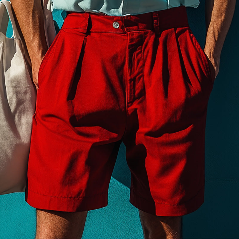 Men's Spring Fashion Retro Solid Color Casual Sports Shorts 9951471042744
