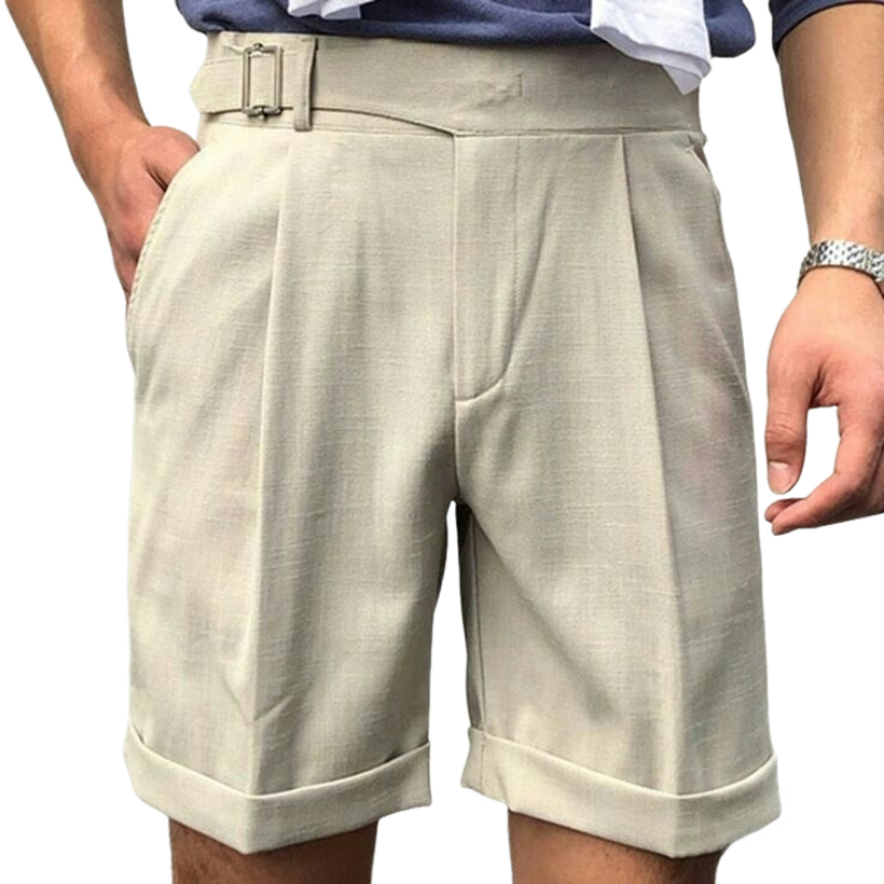 Men's Casual Breathable Cotton Linen Crisp Slim Fit Suit Shorts 9952295125176