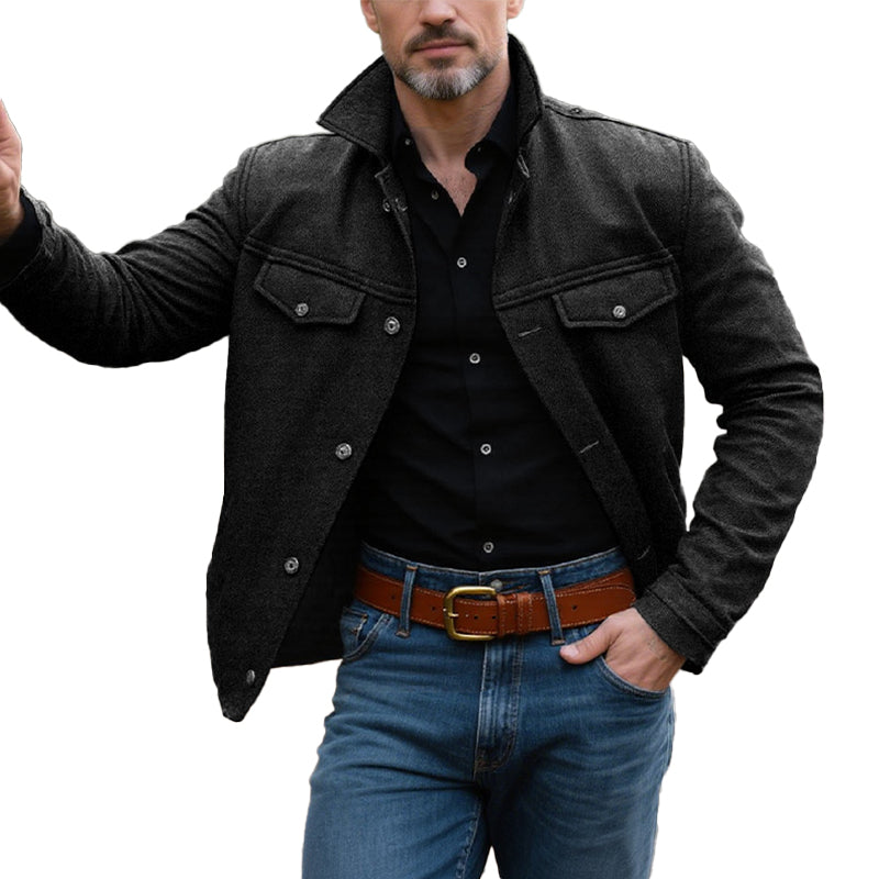 Men's Vintage Twill Cotton Lapel Multi-Pocket Loose Work Coat 9873134583992